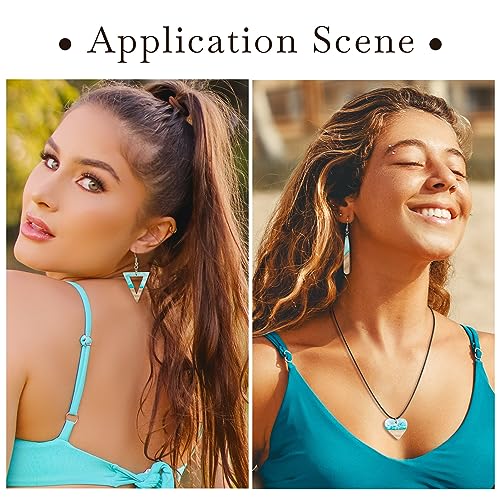 FASHEWELRY 20Pcs Ocean Resin Wood Earring Charms Transparent Wooden Earring Blanks Blue Geometry Boho Charms Summer Wooden Earring Pieces for DIY Jewelry Making - color: Ocean Theme