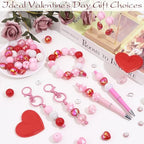 35 Pcs 20mm Chunky Bubblegum Beads Focal Pen Large Rhinestone Pearl Bead with Rhinestone Large Hole European Spacer Beads for DIY Beadable Pen Keychain Jewelry Craft Making(Pink Heart) - color: Pink Heart