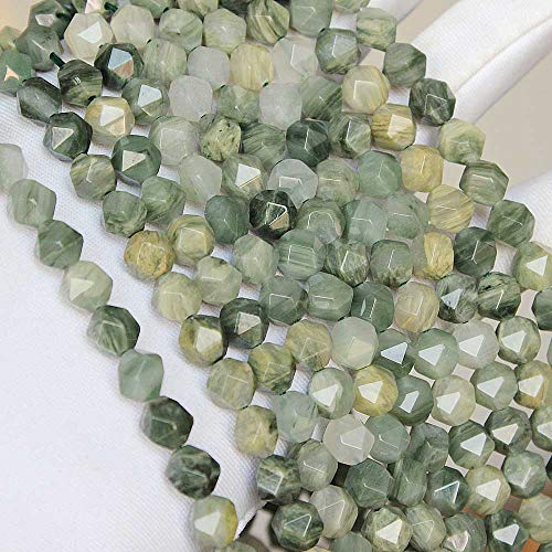 MJDCB Best Sellers Natural Stone Beads Faceted Polygon Grass Green Jade Crystal Energy Stone Healing Power for Jewelry Making(8mm) - color: Grass Green Jade