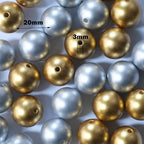 50PCS 20MM Bubblegum Beads for Pens, Matted Gold Silvery Chunky Disco Ball Large Acrylic Round Beads for Bag Focal Beadable Pen Keychain Making Jewelry Bracelet Making DIY Crafts - color: Matted Gold Silvery