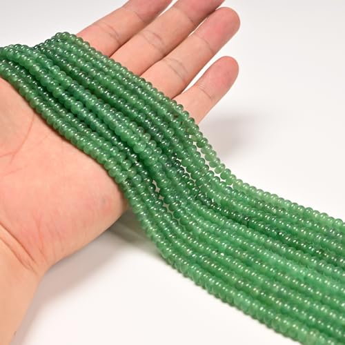ICAI 4x6mm Natural Rondelle Beads – Loose Gemstone Spacers for DIY Jewelry Making (Green Aventurine) - color: Green Aventurine, size: 4x6