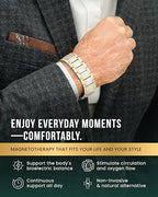 MagnetRX® 3X Strength Magnetic Bracelets for Men – Effective Magnetic Titanium Bracelet for Men – Premium Fold–over Clasp & Adjustable Length with Sizing Tool & Gift Box (Silver/Gold) - color: Silver & Gold (3X Strength)