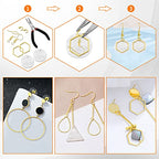 60pcs Hoop Earrings for Jewelry Making,Beading Hoops Earrings Hypoallergenic Teardrop Hexagon Round Earring Hoop Open Bezel Pendant Frame for DIY Crafts(Gold,3 Shapes) - color: 60PCS;Teardrop,Hexagon,Round;Gold