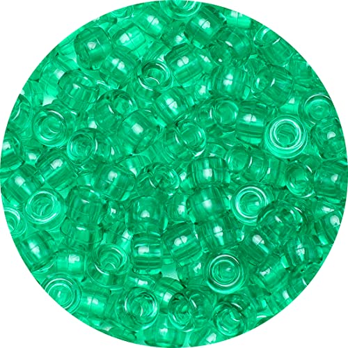 Eppingwin Beads and Bead assortments (1000 Pony Beads-Green Transparent)… - color: Green transparent, size: Medium Pack