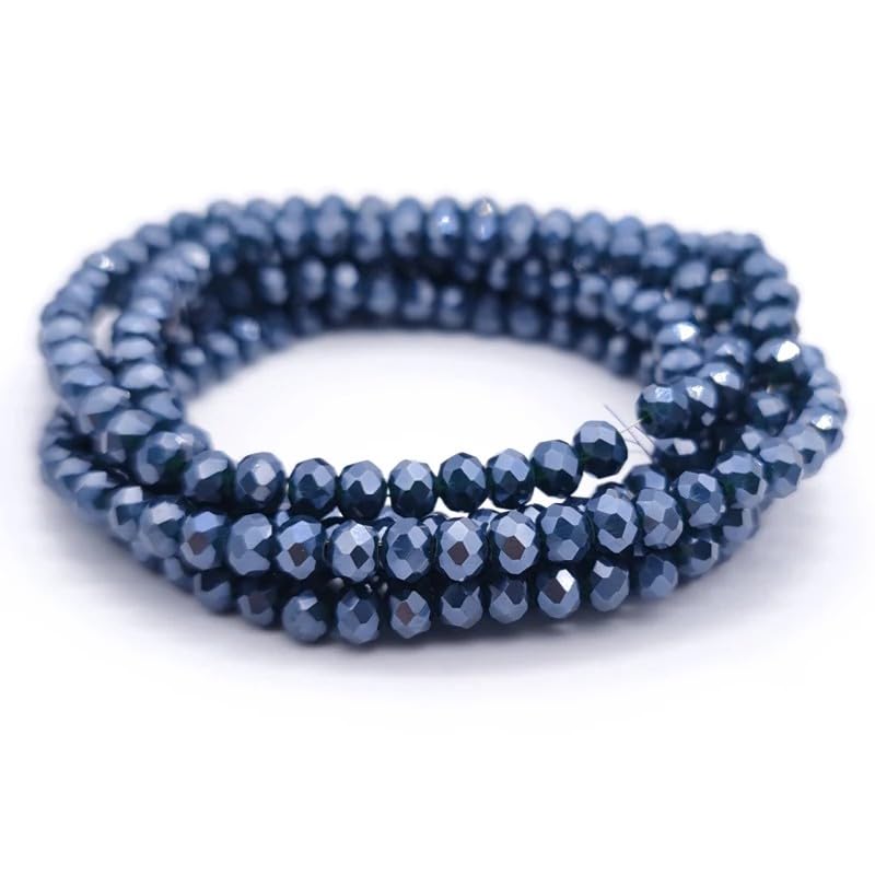 415pcs Rondelle Crystal Glass Beads 2mm 4mm 6mm 8mm Mixed Sizes, Faceted Briolette Spacer Czech Seed Loose Beads for DIY Jewelry Making (Black #2) - color: Black #2