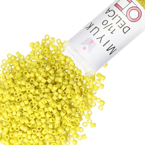 Miyuki Delica Seed Beads – Size 11/0 (1.6 mm), DB2283, Frost Opaque Glaze Yellow, 7.2 g, Approx. 1440 Beads, Made in Japan - color: DB2283 - Frost Opaque Glaze Yellow