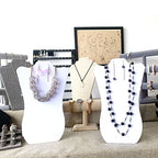 14 Inch Tall White Velvet Necklace & Earing Display Stands for Selling, Foldable Jewelry Display Stands for Shows(set of 8)