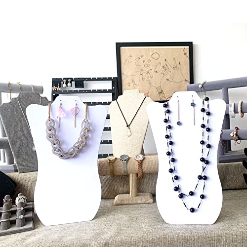14 Inch Tall White Velvet Necklace & Earing Display Stands for Selling, Foldable Jewelry Display Stands for Shows(set of 8)