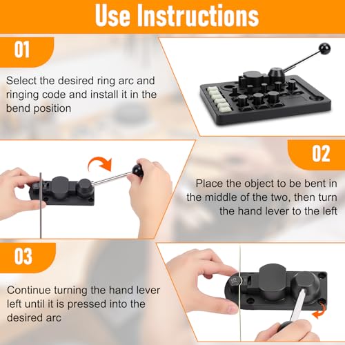 WODHMIEY Ring Bending Tool, Rings Bender Machine, Ring Bender Kit with 6 Nylon & 8 Steel Dies Multi-Size Adjustable for Jewelry Making Craft Projects Beginners