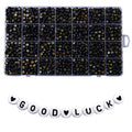 1400pcs Letter Beads, 4x7 mm Acrylic Alphabet Beads, Beads for Jewelry and Bracelet Making, in 28 Grid Box (Black and Gold) - color: Black Beads Gold Letter