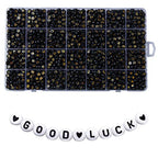 1400pcs Letter Beads, 4x7 mm Acrylic Alphabet Beads, Beads for Jewelry and Bracelet Making, in 28 Grid Box (Black and Gold) - color: Black Beads Gold Letter