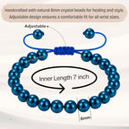 Amazing Gemstone Blue Hematite Bracelet for Women Men's Gifts - Protection Healing Crystal Bracelet - 8mm Gemstone Beaded Adjustable Bracelet Pulseras Para Hombres Mujer Stocking Stuffers - color: Blue Hematite
