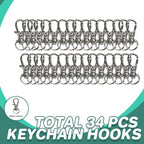 68PCS Swivel Snap Hooks with Key Rings, Metal Lobster Claw Clasp, 34PCS Keychains Clips Hooks and 34PCS Key Chain Rings, Silver - color: silver