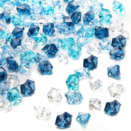 DomeStar 150PCS Assorted Blue Fake Ice Rocks Vase Fillers, Aquarium Gravels Small Stones for Fish Tanks Decorations Home Table Scatter - color: Premium Blue