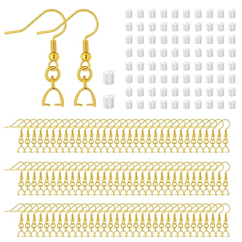 180PCS Earring Making Kits 18K Gold Earring Hooks Hypoallergenic Ear Wires Fish Hook for DIY Jewelry Making Bulk Pack - color: 18k Gold