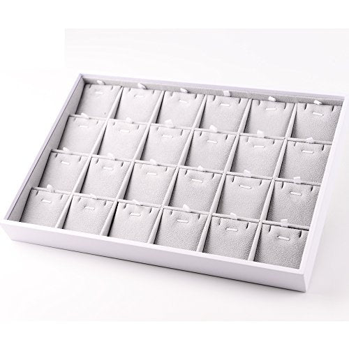 Oirlv Velvet Stackable Jewelry Trays Pendant Display Organizer Storage Tray (24 Grids Pendant) - size: 24 Grids Pendant