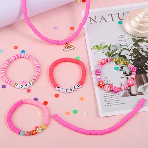JMUQ 28 Strands Blue Clay Beads Bracelet Making Kit, Friendship Preppy Flat Polymer Clay Heishi Beads for Bracelets Jewelry Making Kit, DIY Arts and Crafts Gifts - color: Blue Series