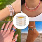 4 Rolls Elastic Stretch Thread Cord for Bracelets 0.7mm Round Clear Crystal Bracelet Beading Thread Elastic String Rope for DIY Women Necklace Jewelry Making Beading Craft, 8.7 Yards(8m)/roll - size: 0.7mm
