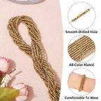 FASHEWELRY 10 Strands Faceted Crystal Glass Beads 2mm Rondelle Briolette Glass Spacer Beads Light Gold Plated for Necklace Bracelet Jewelry Making - color: Light Gold Plated, size: 2mm