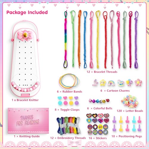 2-in-1 Friendship Bracelet Making Kits: DIY Art and Crafts Jewelry String Braiding Set Toys with Storage Box for Kids - Christmas Birthday Gifts for Girls Age 6 7 8 9 10 11 12 Year Old - White - style: White