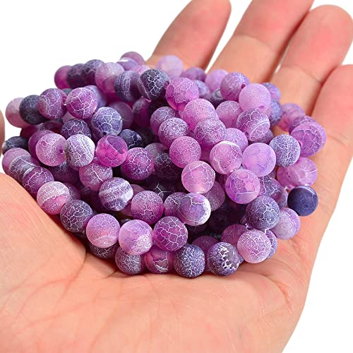 6mm Froasted Purple Agate Round Natural Gematone Loose Beads for Jewelry Making DIY 1 Strand 15" - color: Purple Froasted Agate, size: 6mm