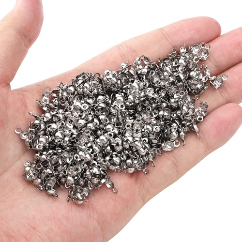 304 Stainless Steel End Caps 4x8mm 400pcs Knot Covers for Jewelry DIY Making and Repairing - color: End Caps, size: 4x8mm