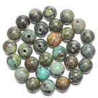 AD Beads Natural Gemstone 10mm Round Loose Beads Big Hole 2mm Sized 30pcs (African Turquoise) - color: African Turquoise
