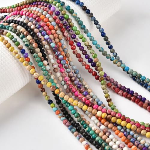 4mm Fruit Green Sea Sediment Imperial Jasper Round Gemstone Natural Stone Loose Beads for Jewelry Making Design Crafts 90 Pcs 15 Inch - color: Fruit Green, size: 4mm