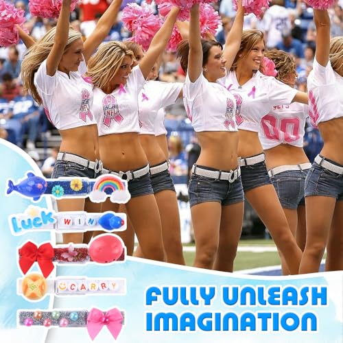 JOICEE 80 Set Cheer Pins Spirit Clips,Clothes pins Include 126 Mini Resin Animals Bows and Self Adhesive Stickers Pen 300 Beads Pearls for Backpacks Ribbon Team Classroom Cheer Gifts Bulk(White Wood) - color: White