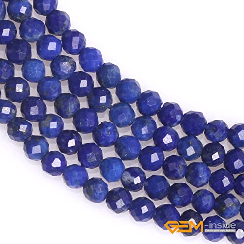 GEM-Inside 2mm Natural Blue Lapis Lazuli Gemstone Semi Precious Round Faceted Spacer Beads for Jewelry Making 15" - color: AA Blue Lapis Lazuli, size: 2mm