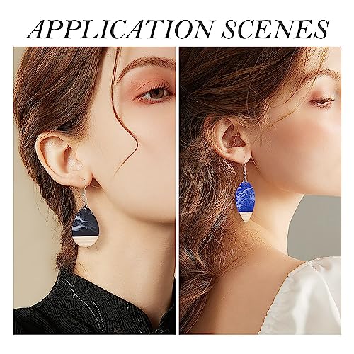 FASHEWELRY 16Pcs Teardrop Round Resin Wood Earring Charms Black Blue Wooden Blanks Geometry Findings for Jewelry Making, DIY-TA0004-37-Biyun - color: Black & Blue-Teardrop & Round