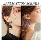 FASHEWELRY 16Pcs Teardrop Round Resin Wood Earring Charms Black Blue Wooden Blanks Geometry Findings for Jewelry Making, DIY-TA0004-37-Biyun - color: Black & Blue-Teardrop & Round