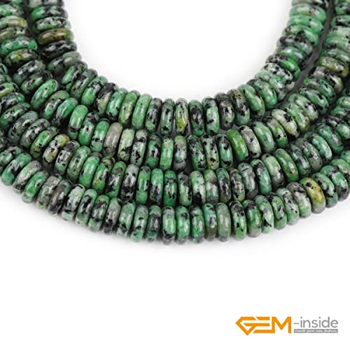 GEM-Inside 2x6mm Natural Green Zoisite Stone Semi-Gemstone Heishi Disc Rondelle Spacer Beads for Jewelry Making Full 15" Strand Energy Stone Healing Power Crystal - color: Green Zoisite