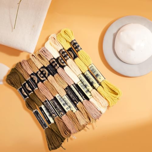 12 Skeins 6 Strands Variegated Embroidery Floss Thread Gradient Friendship Bracelet String Polyester Cross Stitch Yarn Threads Bulk for Hand Sewing Jewelry Bracelets Making Crafts Stitching - color: Fall Color