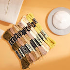 12 Skeins 6 Strands Variegated Embroidery Floss Thread Gradient Friendship Bracelet String Polyester Cross Stitch Yarn Threads Bulk for Hand Sewing Jewelry Bracelets Making Crafts Stitching - color: Fall Color