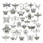 100g About (80-84pcs) Craft Supplies Mixed Butterfly Dragonfly Bee Insect Charms for Jewelry Making Crafting Findings Accessory for DIY Necklace Bracelet (M295) - color: M295