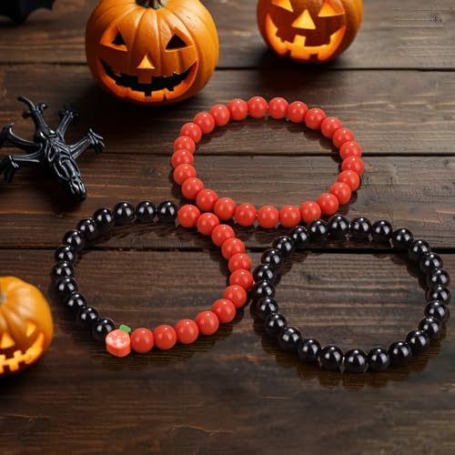 3 PCS Healing Crystal Bracelets for Women 8mm Natural Stone Beaded Stretch Bracelet Amethyst Jewelry Gifts - color: 18 8mm Halloween
