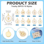Craftdady Golden Plated Enamel Pendants White Oval Flat Round Dangle Charms for DIY Earrings Necklace Bracelet Making - color: 18K Gold Plated Ocean Aniamls-10 Style