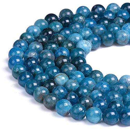 Natural Gemstone Loose Beads Smooth Round Approxi 15 inch DIY Bracelet Necklace for Jewelry Making (6mm, Blue Apatite) - color: Blue Apatite, size: 6mm