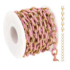 UMAOKANG 2 Meters Pink Enamel Paperclip Chains for Jewelry Making Gold Plated Stainless Steel Jewelry Chain for Necklace Bracelet DIY Jewelry Supplies Findings - color: Pink