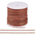 Cheriswelry 32.81Feet/10m Brass Twisted Chain Red Copper Soldered Curb Chain Iron Extender Link Chain 2.5x2x0.3mm for DIY Jewelry Making Mother’s Day Necklace Bracelet - color: Red Copper