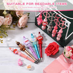 Watersay 12 Pcs 3D Silicone Focal Beads Pens Beads Bulk for Beadable Keychain DIY Crafts Necklace Bracelet Phone Chain Charms Jewelry Making (Mother's Day) - style: Mother's Day
