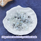 100pcs Crystal Glass Beads 8mm Faceted Rondelle Glass Spacer Beads with Hole for Bracelets Necklace Earring DIY Jewelry Making Craft(White Series) - color: White Series, size: 8mm