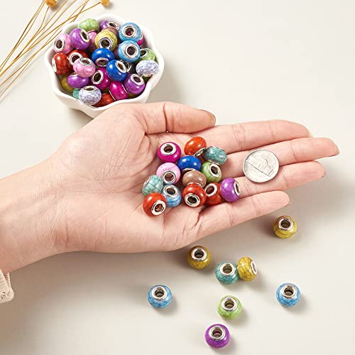 Beadthoven 100pcs Large Hole European Resin Turquoise Rondelle Beads - Mixed Color - Perfect for Bracelet, Necklace, DIY Jewelry Making - color: Turquoise Style Mixed Color
