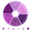 1 Box 3900pcs Mixed Color 2mm Glass Seed Beads-Small Round Spacer Loose Czech Beads for Jewelry Making Embroidery Accessories, (Purple) - color: Purple