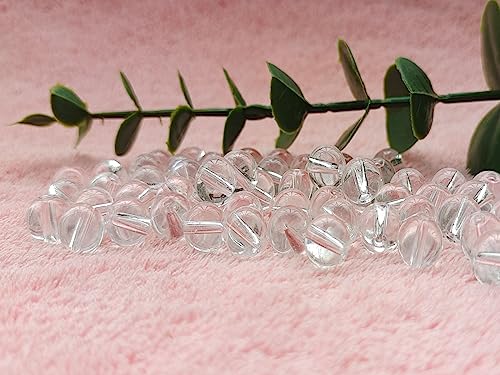 Glass Beads 8mm 100pcs Round Smooth Loose Beads for Bracelet Necklace Jewelry Making Craft DIY （8mm, 50810 Transparent） - color: Transparent, size: 8mm