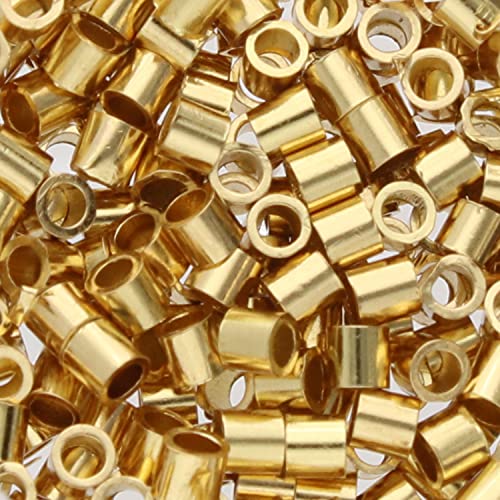 The Beadsmith Tube Crimp Beads, 2 x 2mm, 100 Pieces, Gold Color, Uniform Cylindrical Shape, No Sharp Edges, Designed to Secure The Ends of Jewelry Stringing Wires and Cables - size: Small