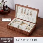 Wooden Jewelry Box, Simple Solid Wood Wooden, Ring Holder and Necklace Organizer, Black Walnut, 24 * 15 * 6cm - size: L24*W15*H6cm