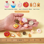 Cheriswelry Cup Cake Resin Pendants Lovely Food Sweet Dessert Dangle Charms Links Hanging Ornament with Metal Loop Fruit Pendants for Key Chains Bracelet Necklace Jewelry Making - color: Mixed Color-Bread & Dessert