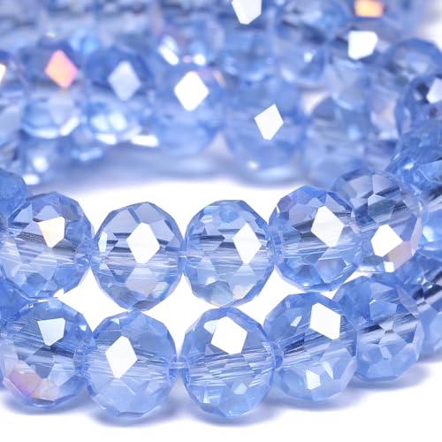 Songxi 6mm Faceted Rondelle Glass Beads for Jewelry Making 240PCS, Crystal Glass Beads DIY Arts and Crafts, for Bracelet Necklace, Birthday Gifts for Women (Blue AB Color) - color: Blue, size: 6mm